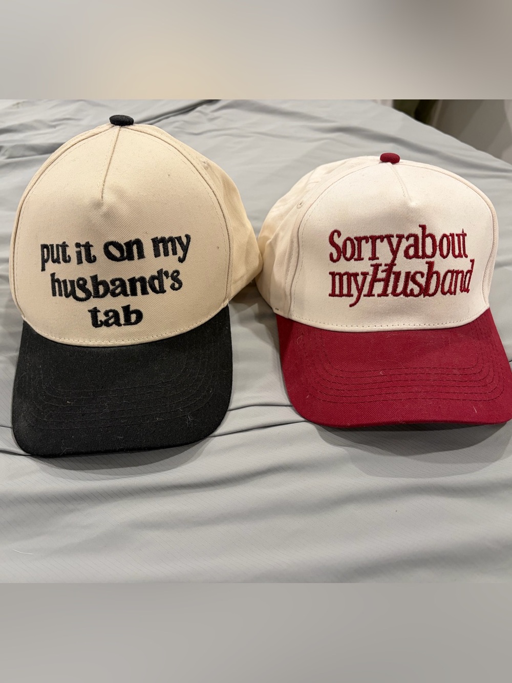 Cotton Embroidered Baseball Cap - Cream & Black / Cream & Red